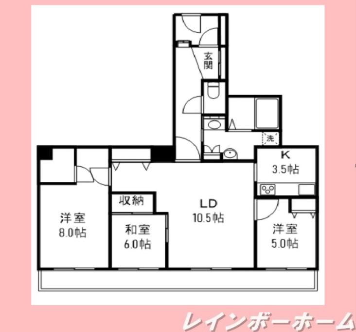 アバンドーネ原5番街4号棟(3LDK/5階)の間取り写真