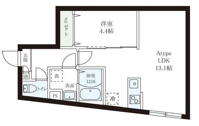 レピュア小石川レジデンスII(1LDK/1階)の間取り写真