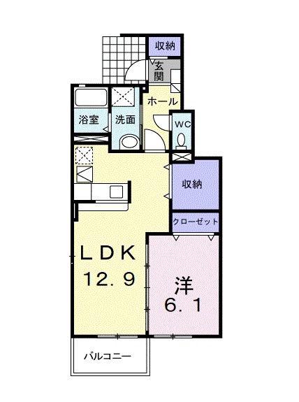 フォンテーヌ(1LDK/1階)の間取り写真
