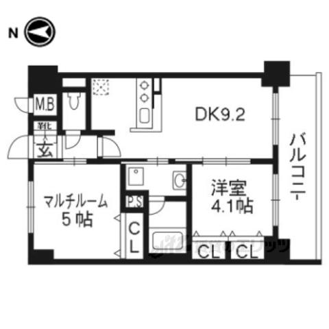 近鉄京都線 東寺駅 徒歩4分 7階建 築14年(2DK/4階)の間取り写真