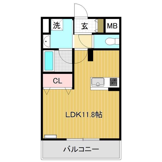 レアシス(ワンルーム/4階)の間取り写真