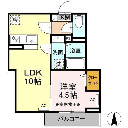 レクシア南田中(1LDK/3階)の間取り写真