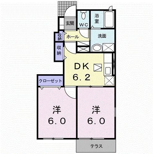 アンジュメゾンC(2DK/1階)の間取り写真
