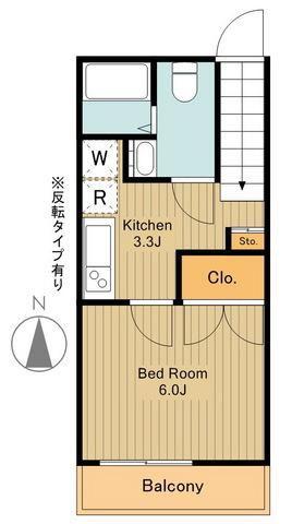 B CASA KODAIRA(1K/2階)の間取り写真