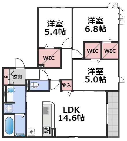 アンサンブル大今里(3LDK/1階)の間取り写真