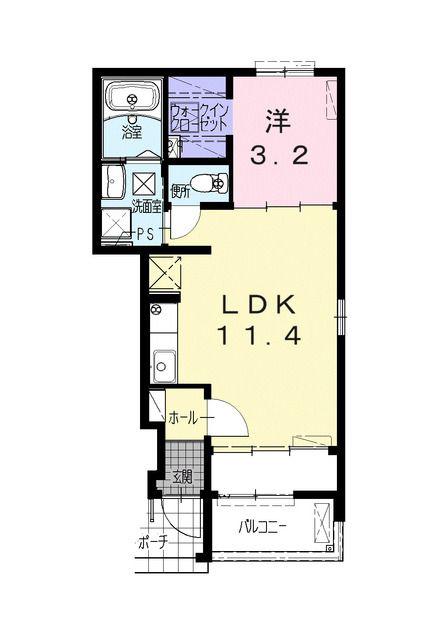 カモミール(1LDK/1階)の間取り写真