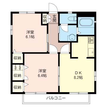 ハイムローリエ(2DK/2階)の間取り写真