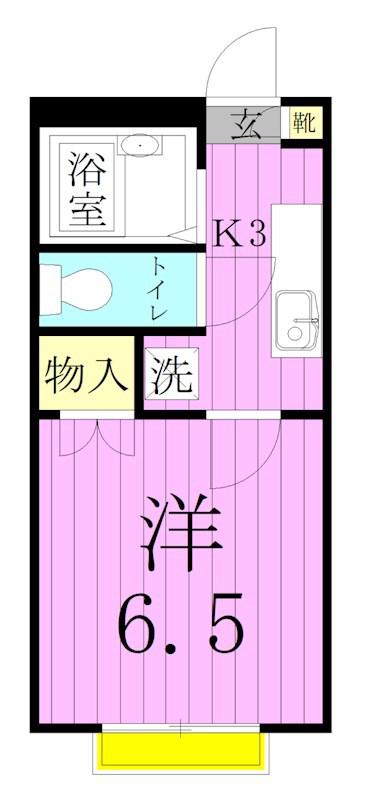 イリスガーデン福寿B(1K/2階)の間取り写真