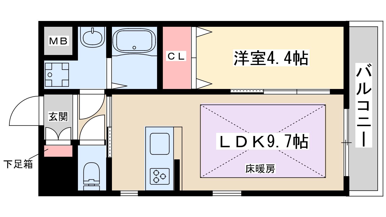 第23関根マンション(1LDK/4階)の間取り写真