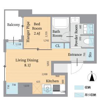 パークルール神田司町ロンド(1LDK/4階)の間取り写真