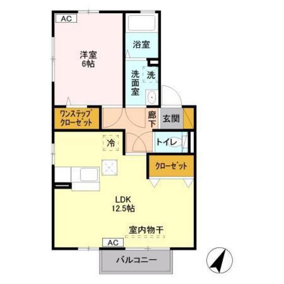 サンライズガーデン(1LDK/1階)の間取り写真