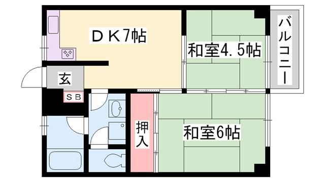 マンション大喜(2DK/2階)の間取り写真