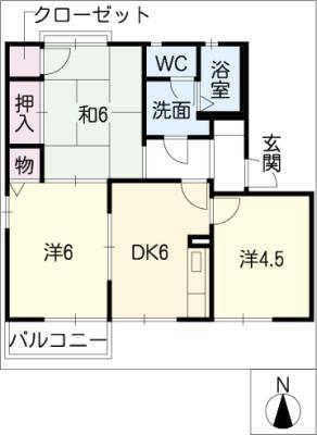 ロイヤルシーンII(3DK/2階)の間取り写真
