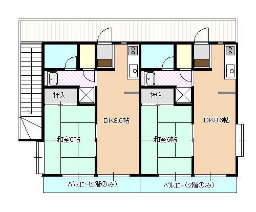 メイプル(1DK/2階)の間取り写真