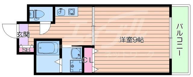 ヴィラほったII(1K/3階)の間取り写真