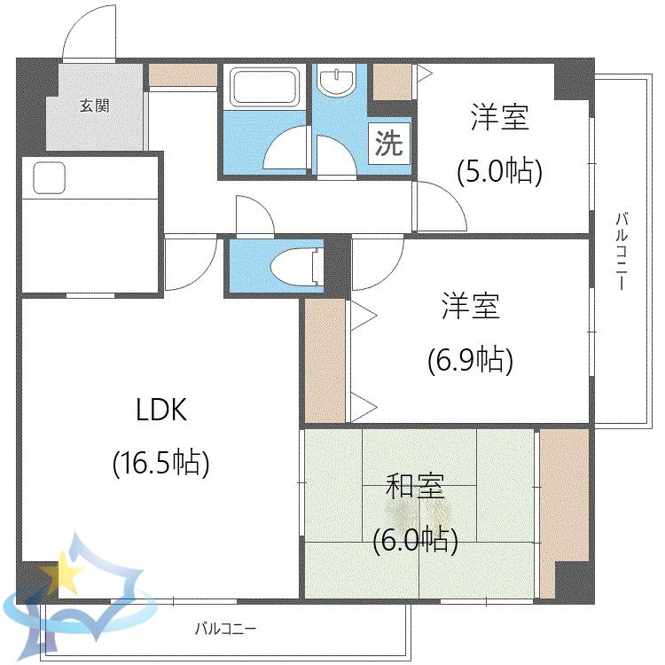 デラシオン協和III(3LDK/3階)の間取り写真