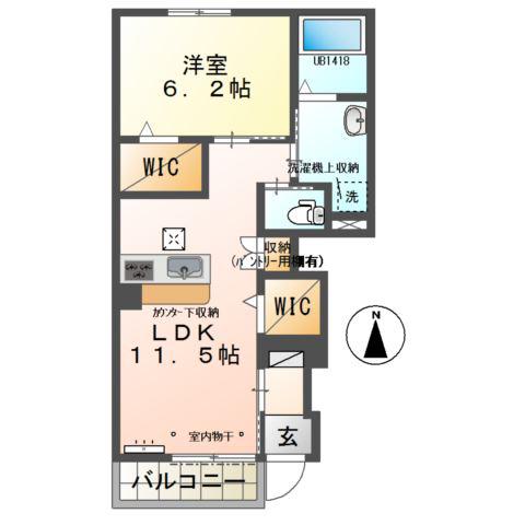 フェリーチェ(1LDK/1階)の間取り写真