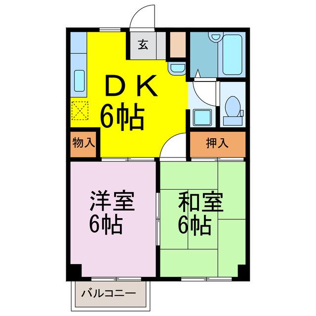 グレースレジデンス古河(2DK/2階)の間取り写真