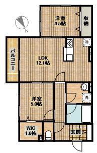ルガロノイエス(2LDK/2階)の間取り写真