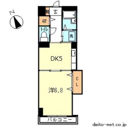 KOURT K1(1DK/12階)の間取り写真