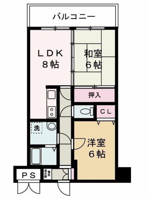 リバーサイド白鷺(2LDK/3階)の間取り写真