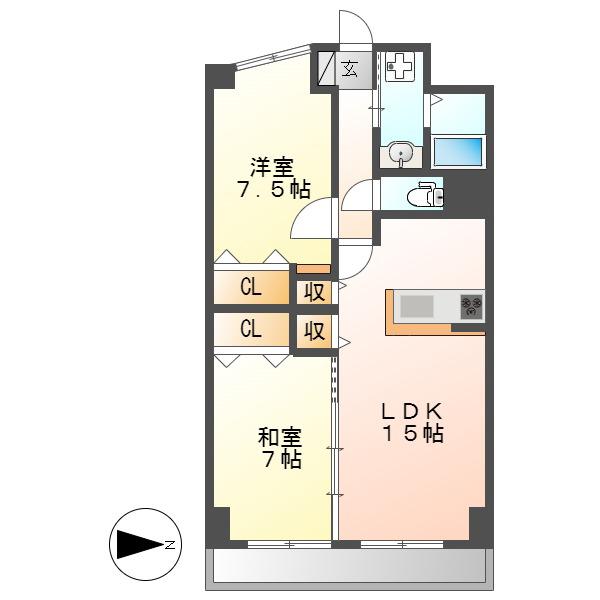 インプルーブ金山(2LDK/2階)の間取り写真