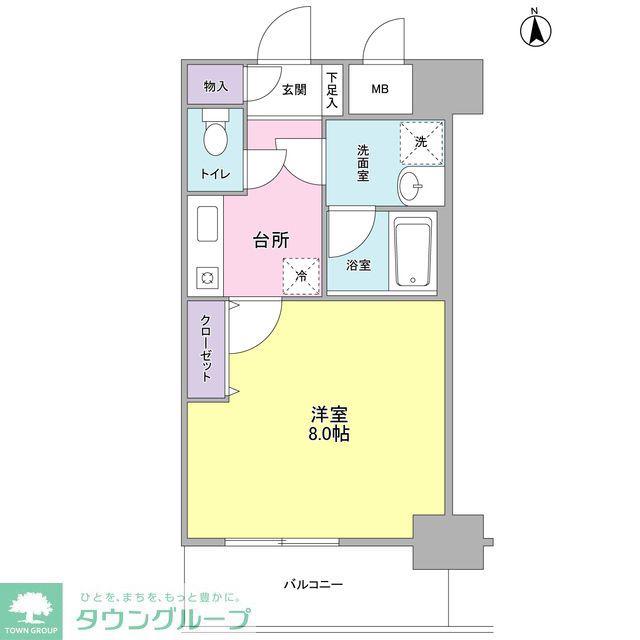 セレーノ品川(1K/8階)の間取り写真