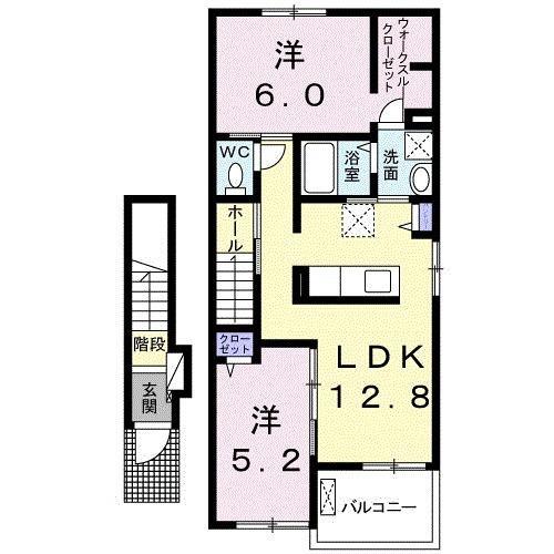 アヴニール ベルⅢ(2LDK/2階)の間取り写真