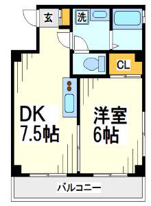 ドエル三鷹(1DK/4階)の間取り写真