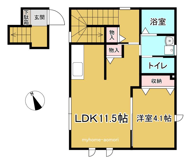 Rリトリート(1LDK/2階)の間取り写真