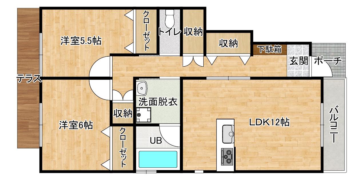 サニーコースト(2LDK/1階)の間取り写真
