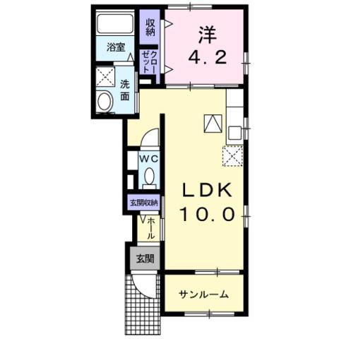 カーサ・セレーノ Ⅱ(1LDK/1階)の間取り写真