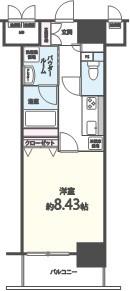 シエル新堀(1K/3階)の間取り写真