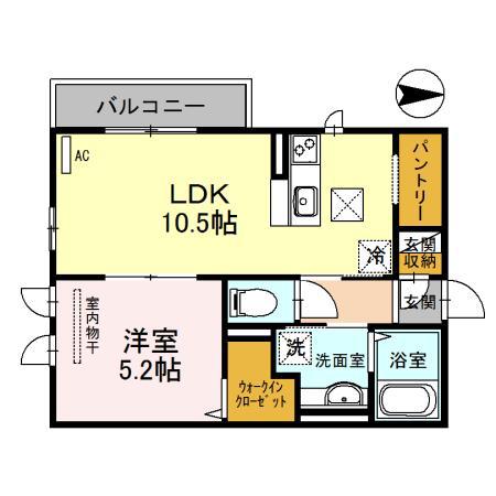 ボヌール・メゾン(1LDK/1階)の間取り写真