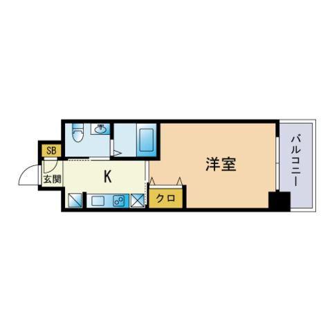 ピュアドームグラビス大濠(1K/4階)の間取り写真