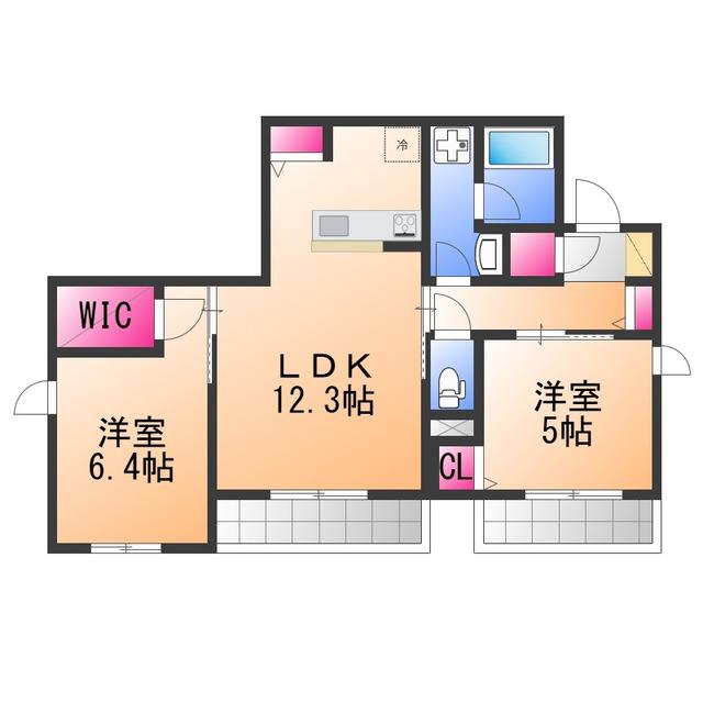 ファイブコート三国ヶ丘(2LDK/2階)の間取り写真