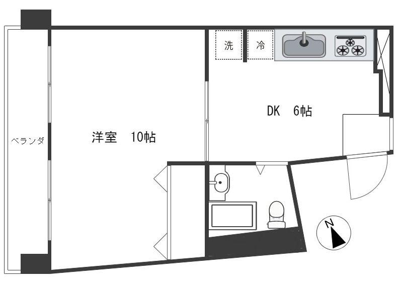 マンションキリイ(1DK/4階)の間取り写真