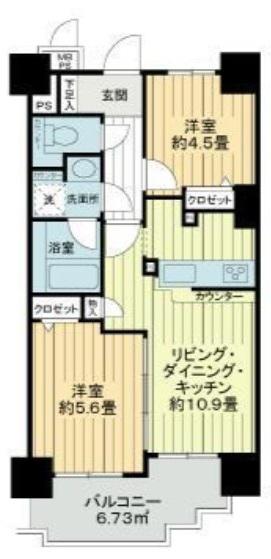 ライオンズマンション白金台(2LDK/9階)の間取り写真