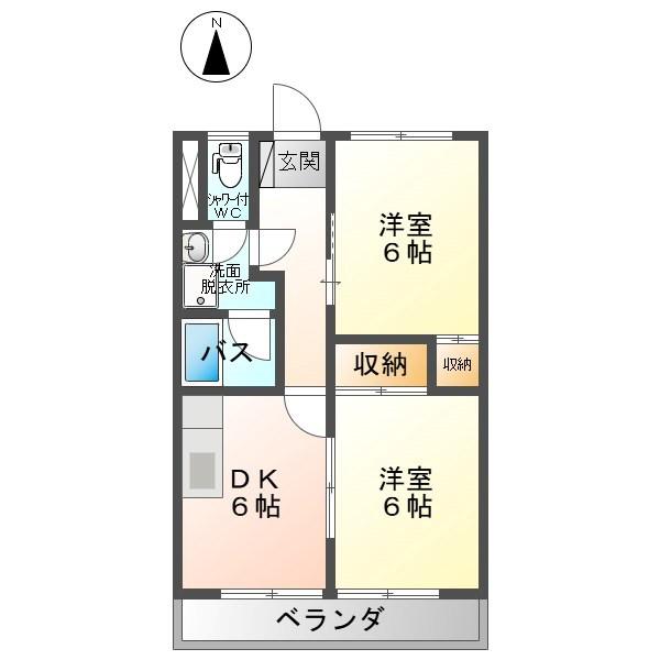 ハイツ太田C棟(2DK/1階)の間取り写真