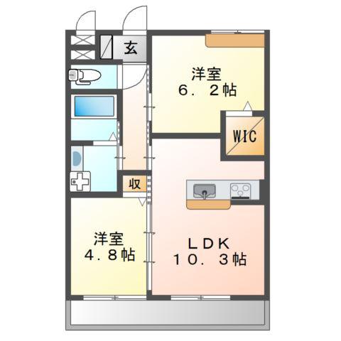 アレグラールN I(2LDK/1階)の間取り写真