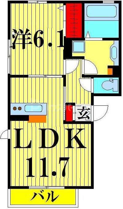 エアフォルク(1LDK/3階)の間取り写真
