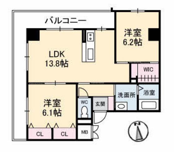 ヴィオーラ中山下(2LDK/4階)の間取り写真