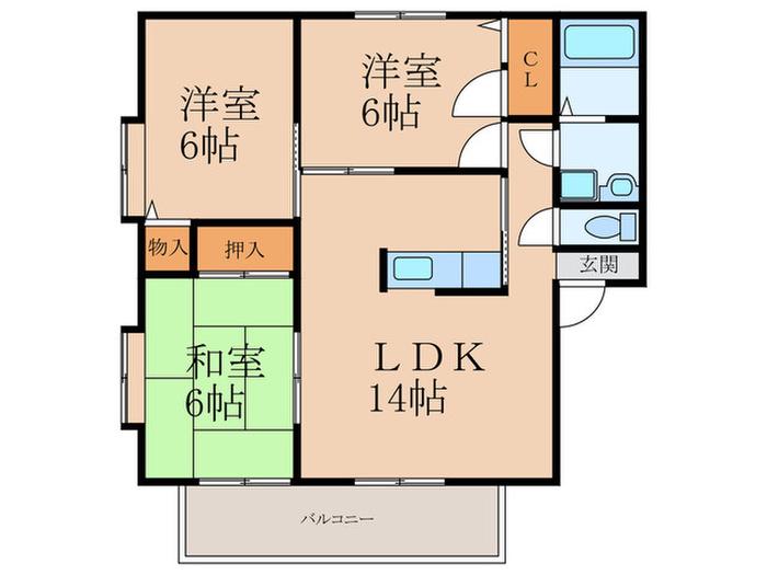フィールドKK(3LDK/2階)の間取り写真