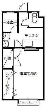 コーポK4(1K/1階)の間取り写真