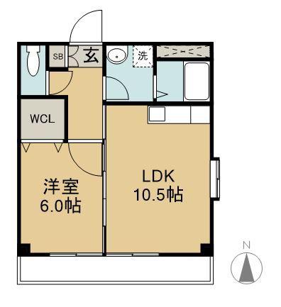 トピカヒル(1LDK/2階)の間取り写真