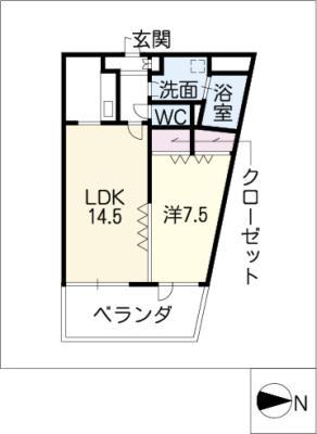 ハルモニア(1LDK/7階)の間取り写真