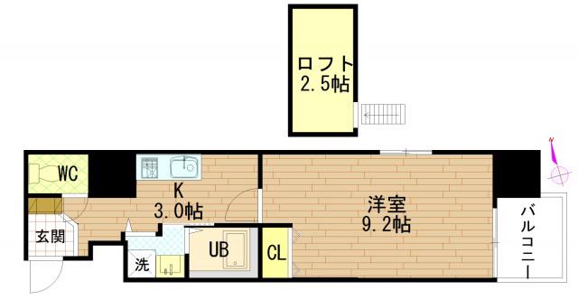 グラビスコート紙屋町(1K/8階)の間取り写真