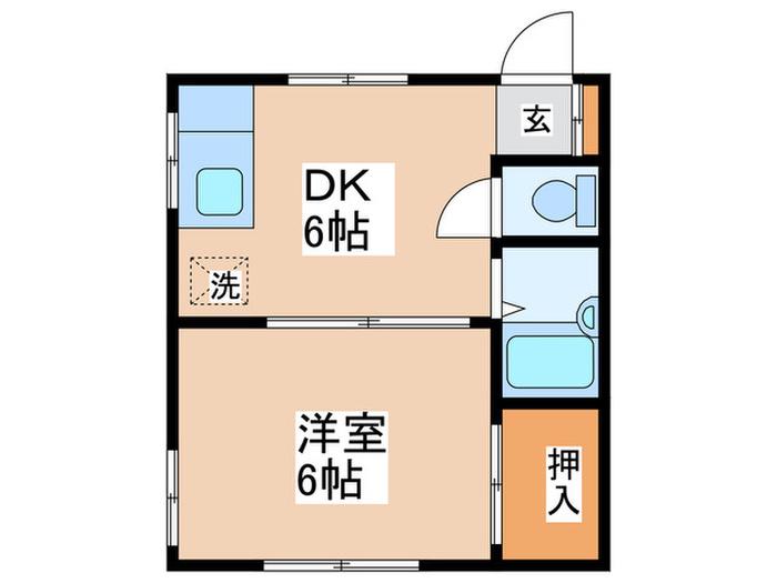 グリーンハイム(1DK/1階)の間取り写真