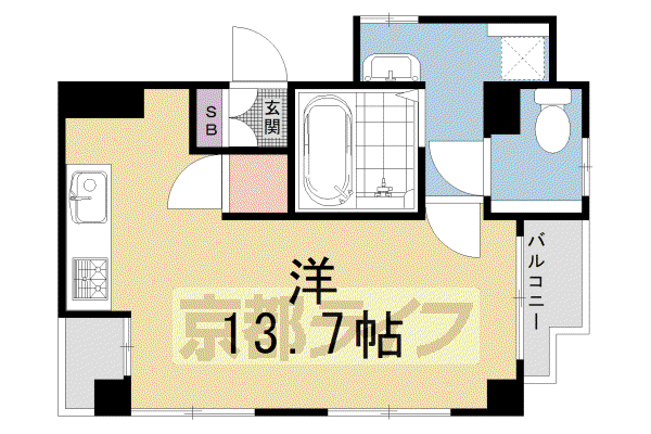 北白川L1ビル(ワンルーム/4階)の間取り写真