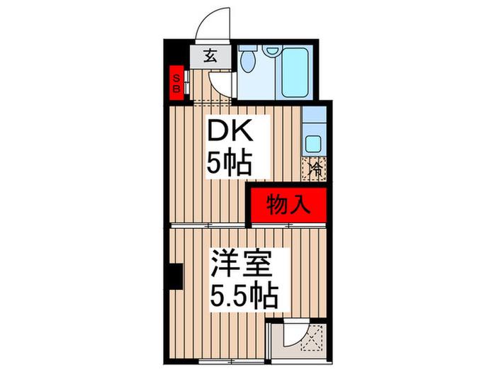 小山台コート(1DK/2階)の間取り写真